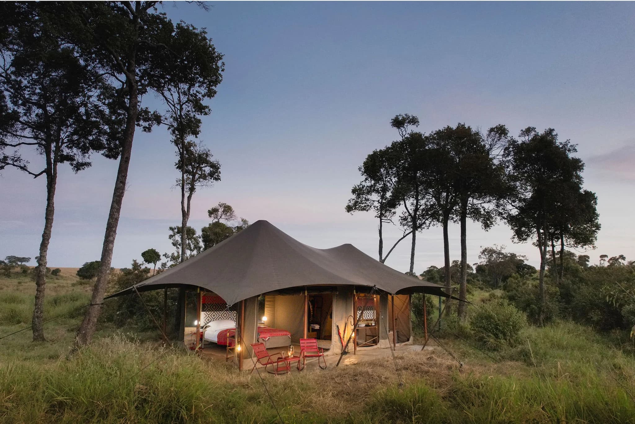 Angama Safari Camp — canvas tents on the Mara plains — Photo: Angama / Teagan Cunniffe