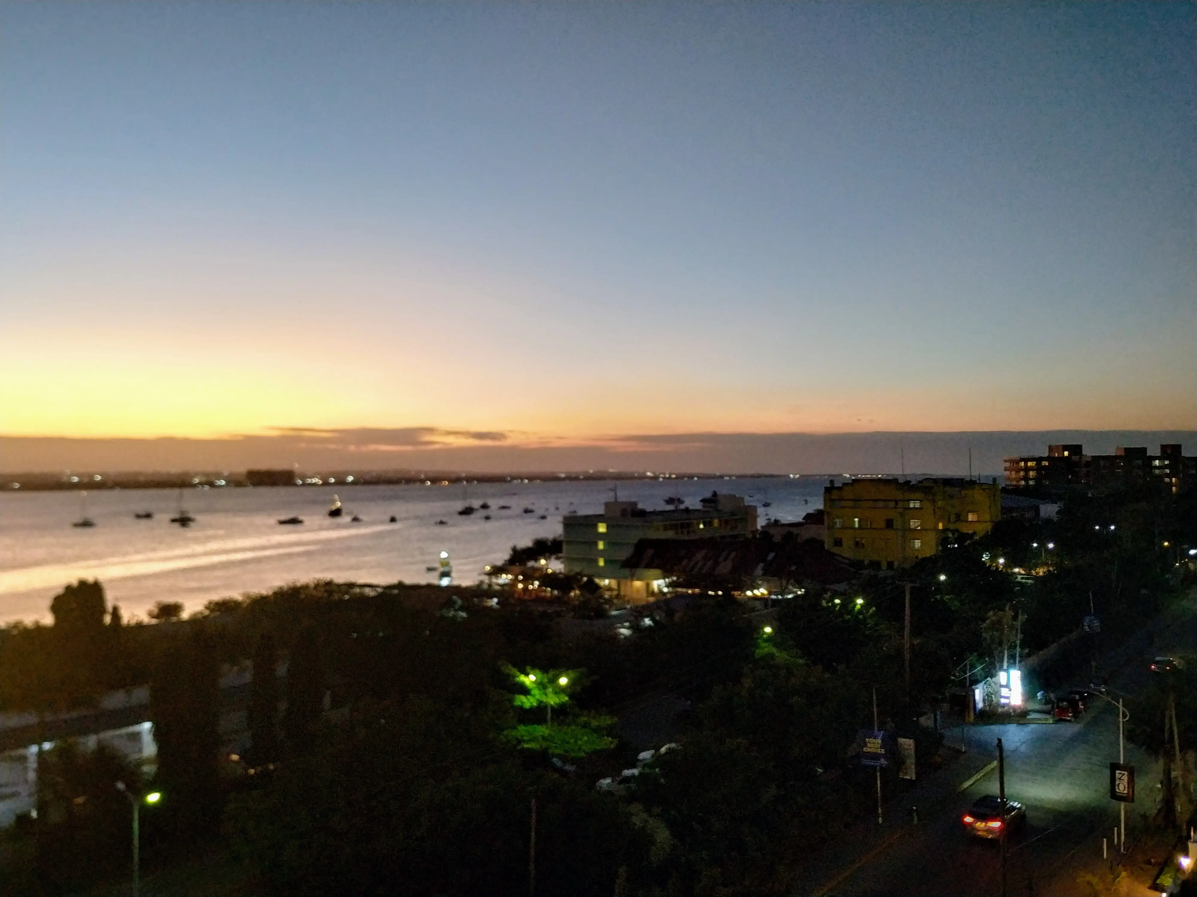 The Dar es Salaam harbor at sunset