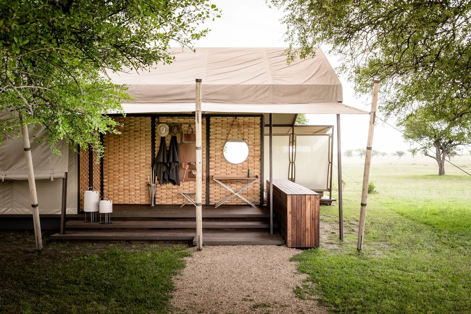 Sabora Tented Camp on the open plains at dusk